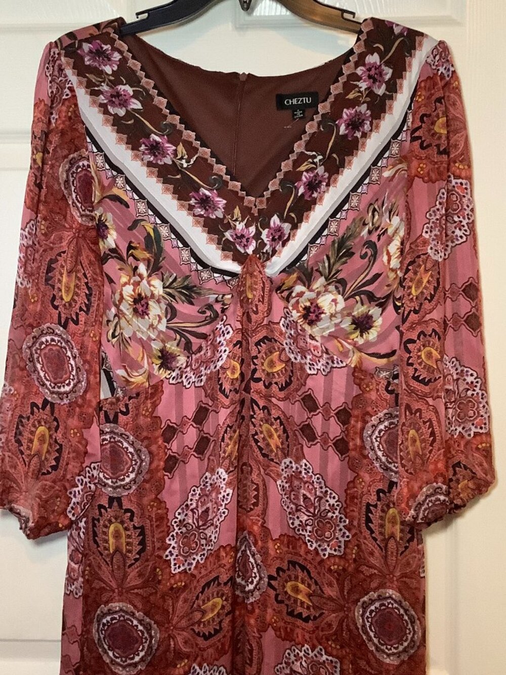 Cheztu bohemian inspired maxi dress featuring a flattering V-neckline Tall Women